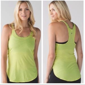 Lululemon Chartreuse Stripe Singlet Tank Small